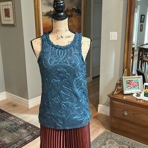 Sundance Blue Lace Tank, Size XS, Lines, New With Tag.